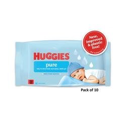 Huggies Pure Plastic Free Baby Wipes 48 Wipes (Pack of 10) C011365