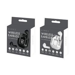 Wireless Ear Buds with Digital Screen Charging Case White/Black (Pack of 16) ELE12574OB