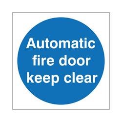 5 Star Automatic Fire Door Keep Clear Sign Self Adhesive Vinyl 100x100mm (Pack of 5) M263SAV1010P5