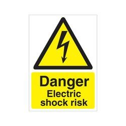 5 Star Danger Electric Shock Risk Sign Rigid Plastic A5 VW413SRPA5