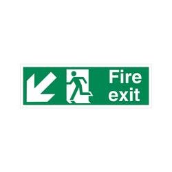 5 Star Fire Exit Run Man Arrow Down L Sign Self Adhesive Vinyl 150x450mm SP122SAV4515