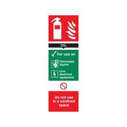 5 Star Carbon Dioxide Extinguisher For Use On Sign Self Adhesive Vinyl 300x100mm VFF093SAV1030
