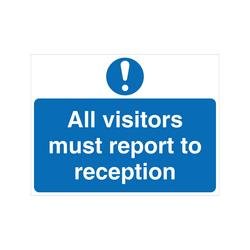 5 Star All Visitors Must Report To Reception Sign Rigid Plastic 450x600mm VM422SRP4560