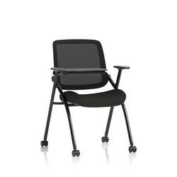 Capra Mesh Back Folding Training Chair With Writing Table Black Fabric Seat