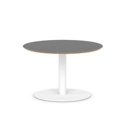 Brixworth 800mm Round Coffee Table Black Top White Leg Disc Base Low