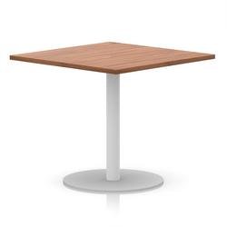 Italia 1000mm Poseur Square Table Walnut Top 720mm High White Leg