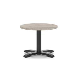 Italia 600mm Round Coffee Table Grey Oak Top 495mm High Black Leg Cross Base