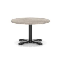 Italia 800mm Round Coffee Table Grey Oak Top 495mm High Black Leg Cross Base