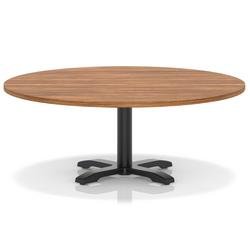 Italia 1200mm Round Coffee Table Walnut Top 495mm High Black Leg Cross Base