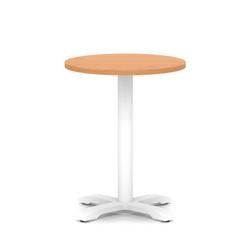 Italia 600mm Poseur Round Table Beech Top 750mm High White Leg Cross Base