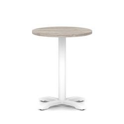 Italia 600mm Poseur Round Table Grey Oak Top 750mm High White Leg Cross Base