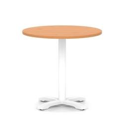 Italia 800mm Poseur Round Table Beech Top 750mm High White Leg Cross Base