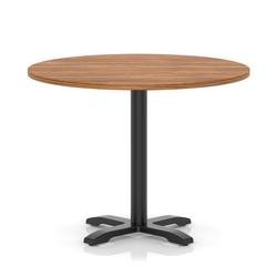 Italia 1000mm Poseur Round Table Walnut Top 750mm High Black Leg Cross Base