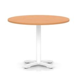 Italia 1000mm Poseur Round Table Beech Top 750mm High White Leg Cross Base