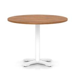 Italia 1000mm Poseur Round Table Walnut Top 750mm High White Leg Cross Base