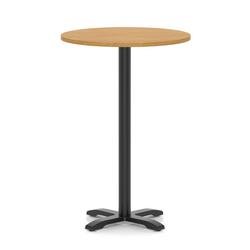 Italia 800mm Poseur Round Table Oak Top 1170mm High Black Leg Cross Base
