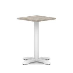 Italia 600mm Poseur Square Table Grey Oak Top 750mm High White Leg Cross Base