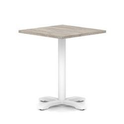 Italia 800mm Poseur Square Table Grey Oak Top 750mm High White Leg Cross Base