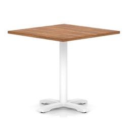 Italia 1000mm Poseur Square Table Walnut Top 750mm High White Leg Cross Base
