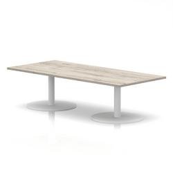 Italia 1800 x 800mm Rectangular Coffee Table Grey Oak Top 475mm High White Leg