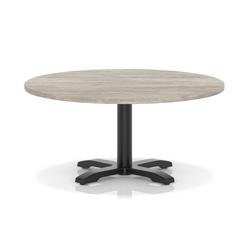 Italia 1000mm Round Coffee Table Grey Oak Top 495mm High Black Leg Cross Base