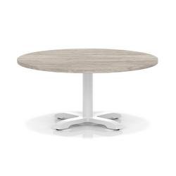 Italia 1000mm Round Coffee Table Grey Oak Top 495mm High White Leg Cross Base