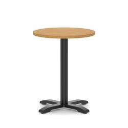 Italia 600mm Poseur Round Table Oak Top 750mm High Black Leg Cross Base