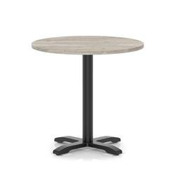 Italia 800mm Poseur Round Table Grey Oak Top 750mm High Black Leg Cross Base