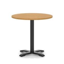 Italia 800mm Poseur Round Table Oak Top 750mm High Black Leg Cross Base