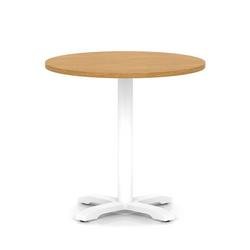 Italia 800mm Poseur Round Table Oak Top 750mm High White Leg Cross Base