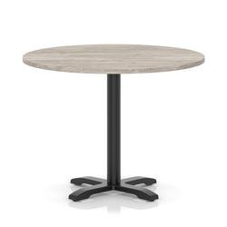 Italia 1000mm Poseur Round Table Grey Oak Top 750mm High Black Leg Cross Base