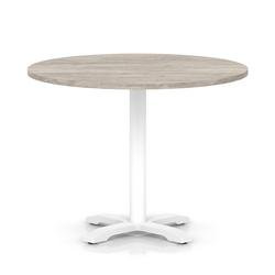 Italia 1000mm Poseur Round Table Grey Oak Top 750mm High White Leg Cross Base