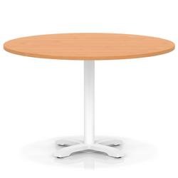 Italia 1200mm Poseur Round Table Beech Top 750mm High White Leg Cross Base