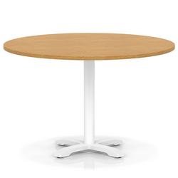 Italia 1200mm Poseur Round Table Oak Top 750mm High White Leg Cross Base