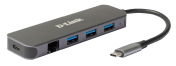 D-Link 4 Port USB 1.1, USB 2.0, USB 3.0 USB C Hub, USB Bus Powered, 13.5 mm 35 mm 118mm
