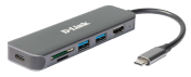 D-Link 3 Port USB 1.1, USB 2.0, USB 3.0 USB C Hub, USB Bus Powered, 13.5 mm 35 mm 118mm