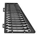 Milwaukee 15-Piece Ratchet Spanner Set, 12 mm, 21 mm, 13 mm, 8 mm, 18 mm, 14 mm, 22 mm, 10 mm, 15 mm, 11 mm, 9 mm, 20