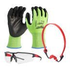 Milwaukee General Personal Protection Kit Containing Safety Glasses, Gloves, Ear Plug