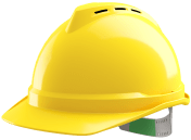 MSA Safety V-Gard 500 Yellow Safety Helmet Ventilated Adjustable