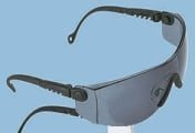 North OP-TEMA Safety Glasses, Anti-Scratch, Grey, Black Polycarbonate Lens, Nylon