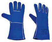 North Welder Blue HR Blue Cowhide Split Leather Welding Gloves, Size 10, Leather Coating