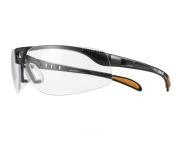 North Safety Glasses, Anti-Scratch, Clear, Metallic Black Polycarbonate Lens, Plastic