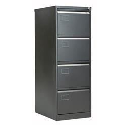 Bisley 4 Drawer Contract Steel Filing Cabinet - Black Ref AOC4BLK