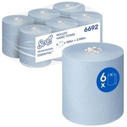 Scott Essential Rolled Paper Hand Towel 1 Ply 350m Blue (Pack of 6) 6692