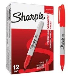 Sharpie Permanent Marker Fine Red (Pack of 12) S0810940