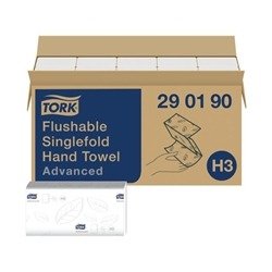 Tork Singlefold Hand Towel H3 Flushable White 250 Sheets (15 Pack) 290190