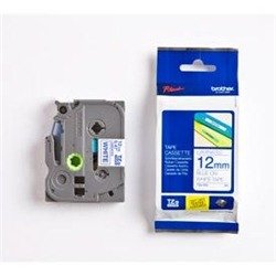 Brother P-Touch TZe Lam Tape Cassette 12mm x 8m Blue on White Tape TZE233