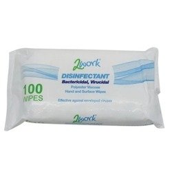 2Work Disinfectant Bactericidal Viricidal Wipes (Pack of 100) 2W07385