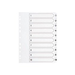 Q-Connect 1-10 Index Multi-Punched Reinforced Board Clear Tab A4 White KF01528
