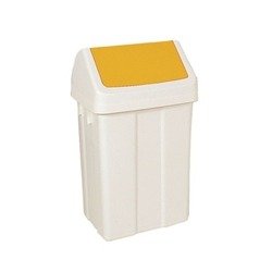 Plastic Swing Top Bin 50 Litre White With Yellow Lid 330353